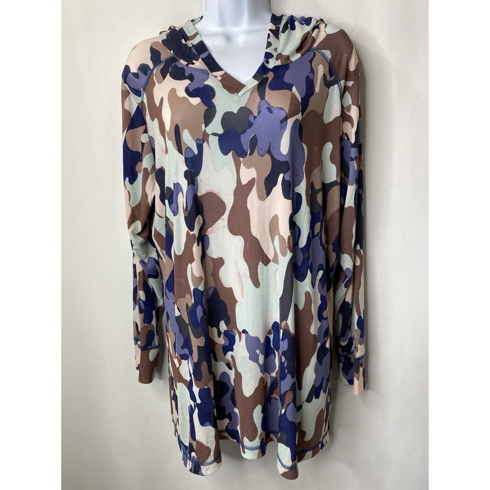 LOGO Lounge by Lori Goldstein Womens Size 1X Glam Camo Drapey Lagenlook Fall Y2K